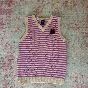 GAP Kids Purple and Tan Striped Sweater Vest